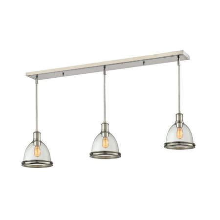 Z-Lite Mason 3 Light Island/Billiard, Brushed Nickel And Clear Seedy 718MP-3BN